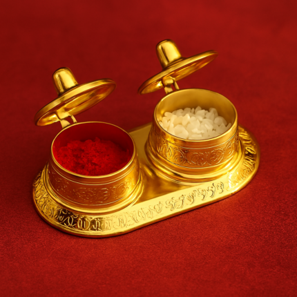 Traditional Brass Kumkum & Rice Container – Puja Roli Chawal Box