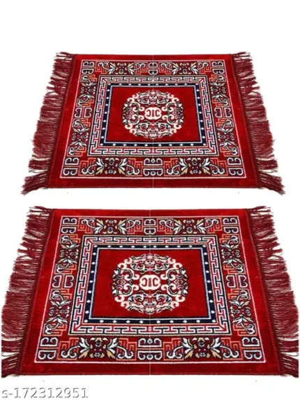 Traditional Pooja Aasan Mat (Set of 2) – Premium Velvet with Elegant Design