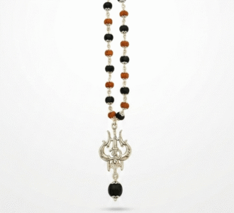 Rudraksha Karungali Mala with Silver Trishul | Original Ebony Wood Beads Necklace for Men & Women | Shiv Bhakti Mala for Protection, Meditation & Nazar Dosh