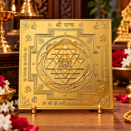 Gold Plated Shree Yantra – 8 x 8 Inch | Shri Yantra for Lakshmi Puja