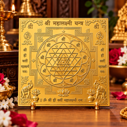 Gold Plated Mahalakshmi Yantra – 8 x 8 Inch | Lakshmi Puja Yantra