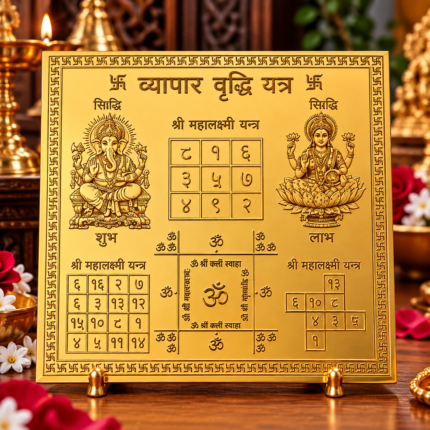 Gold Plated Vyapar Vriddhi Yantra – 8 x 8 Inch | Business Growth Yantra